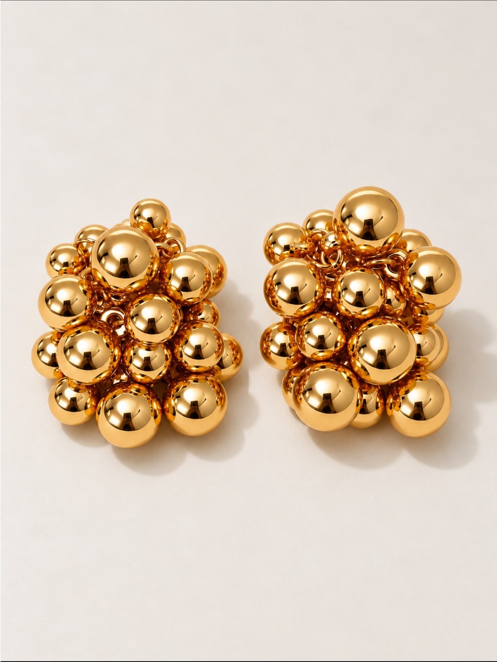 New! Gold Beaded Cluster Statement Earrings NWOT 5089